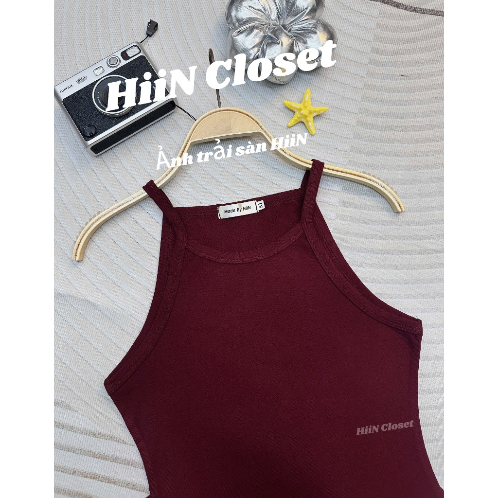 Áo 2 dây cổ yếm chất zip co giãn mềm mịn - Fom ôm body mặc cực xinh HiiNCloset -130 | BigBuy360 - bigbuy360.vn