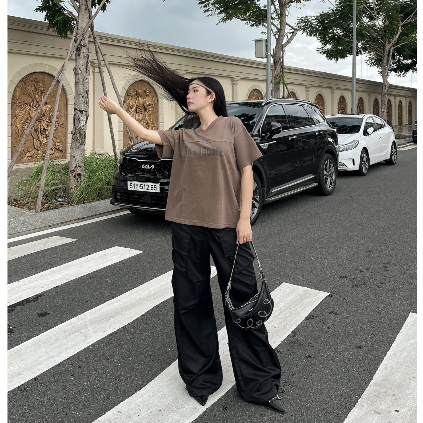 Áo Thun Boxy Local Brand NEVASOME V-Neck Basic Tee Cotton 260 gsm Tay Lỡ Form Boxy Rộng Nam Nữ Cổ V | BigBuy360 - bigbuy360.vn