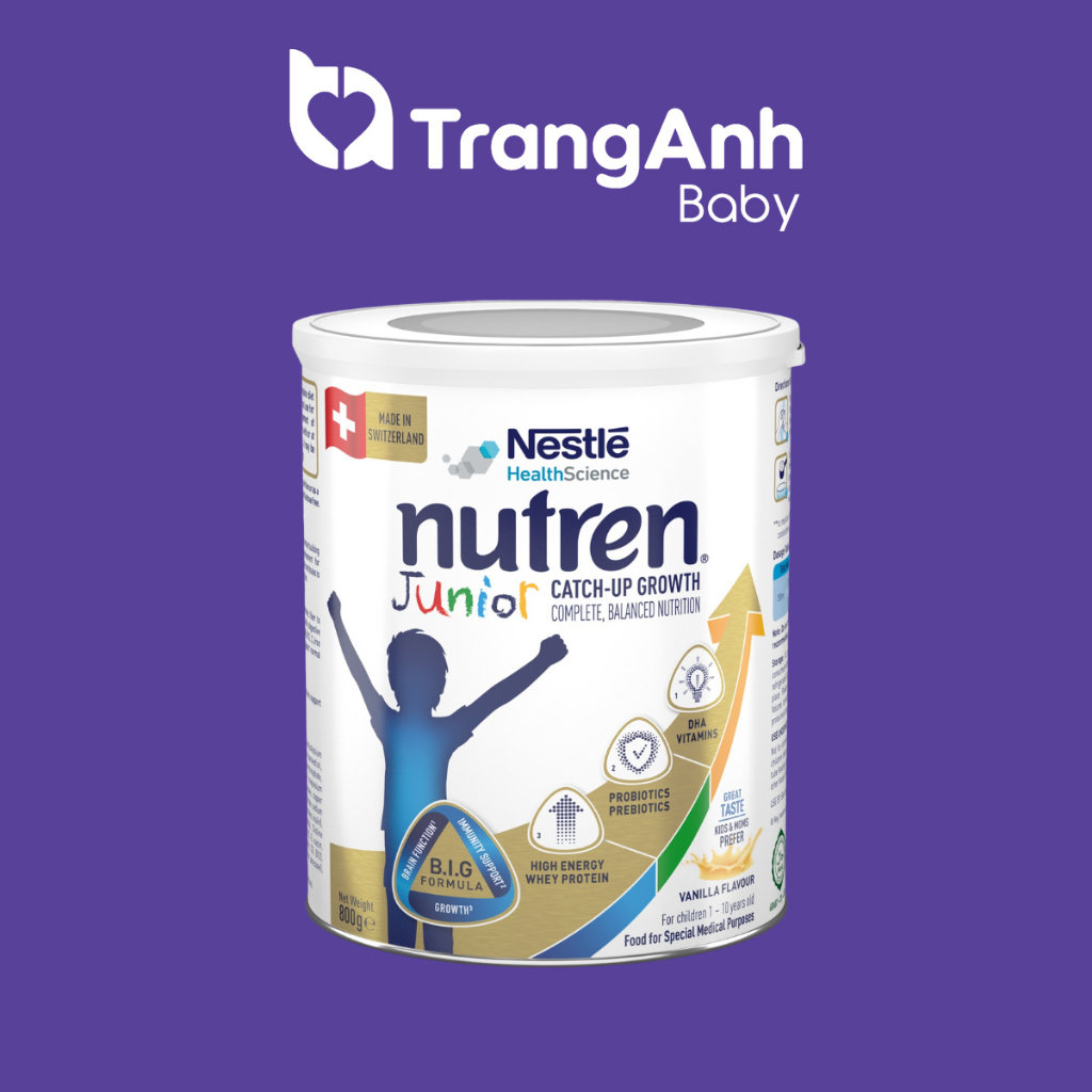 Sữa Nutren Junior 800g giúp bé từ 1 tuổi phát triển chiều cao, cân nặng