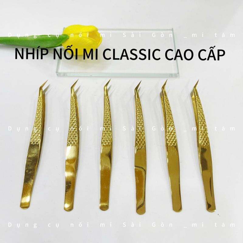 Nhíp nối mi Classic, nhíp gắp mi Classic cao cấp màu vàng chất lượng cao