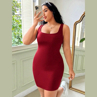 [ BIGSIZE TRÊN 55KG ] MS8 ĐẦM SÁT NÁCH CỔ VUÔNG THUN COTTON bigsize nữ