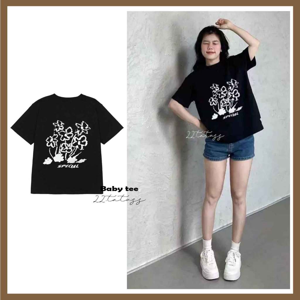FLOWER SPECIAL - Áo thun Babytee, áo Oversize chất cotton dày dặn, thoáng mát 22.tatuss