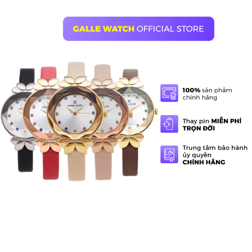 Đồng hồ nữ Daniel Klein Watch DK.1.12553 mặt nhỏ, kính cứng chống xước, chống nước, dây da đeo tay c