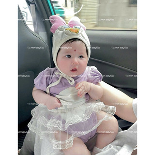 ( HÀNG CÓ SẴN ) Body vịt tím kèm mũ túi váy cho bé gái 3-12kg Đồ bộ liền thân cho bé
