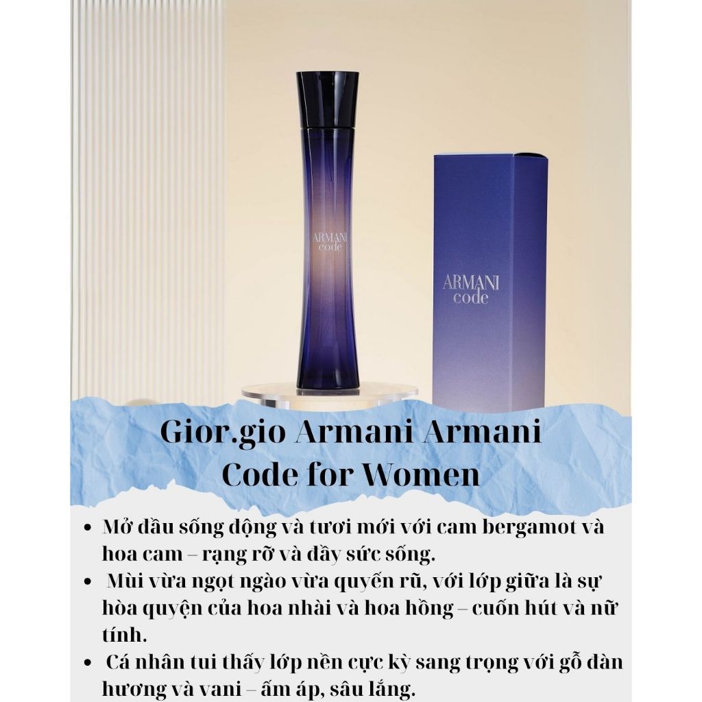 Nước hoa chiết 10ml nữ Gior.gio Armani Armani Code for Women sang trọng, gợi cảm