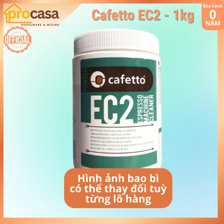 (Date 2028) Hộp bột thuốc vệ sinh máy pha cà phê Cafetto EC2 - 1kg - Sản xuất tại Úc