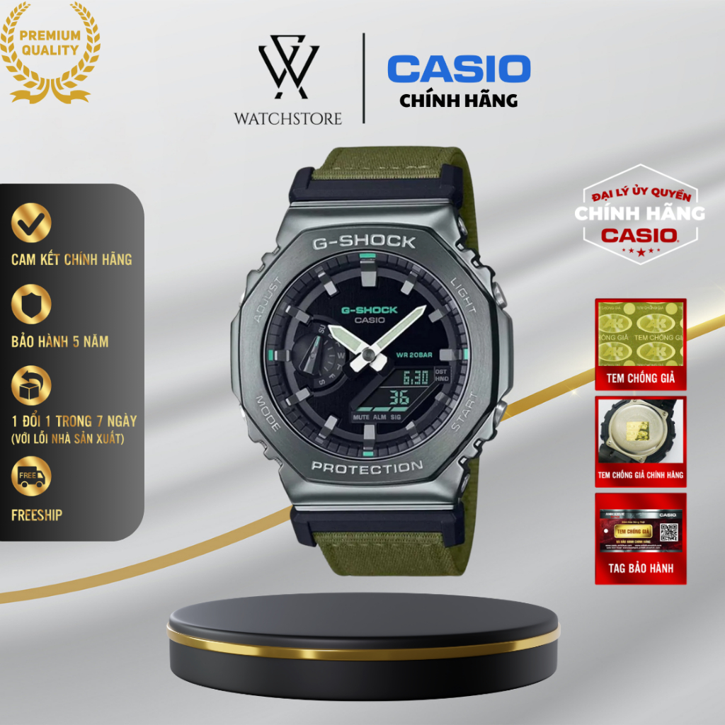 Đồng Hồ Quartz Nam Casio WATCHSTORE GM-2100CB-3ADR Mặt Kính Khoáng 44.4mm, Dây Đeo Dù/Vải Và Vỏ Thép