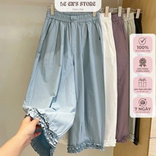 Quần Ống Rộng Nữ Vải Thô Mềm Lai Bèo Gấu Đôi - Q2