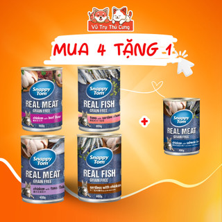 (Combo 4 Tặng 1) Pate Lon Cho Mèo Snappy Tom 400g Đa Dạng Hương Vị