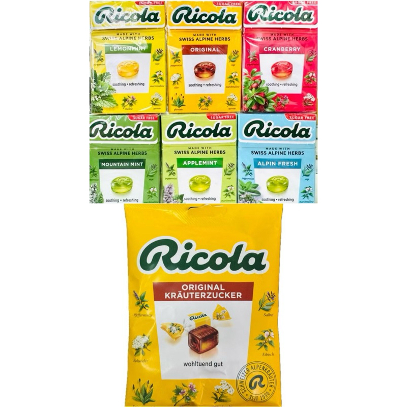 [Thuỵ Sĩ] Kẹo Ngậm Thảo Mộc RICOLA Không Đường🍬Hộp 40g - Bịch 75g