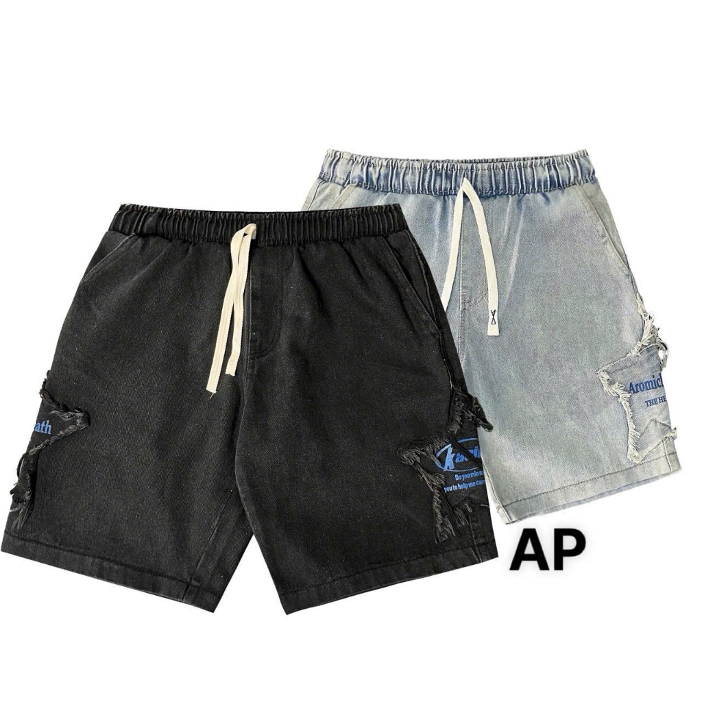 QUẦN SHORT NAM LƯNG THUN RÁCH CHẤT JEAN COTTON CO DÃN 4 CHIỀU, QUẦN RIN NAM QS01