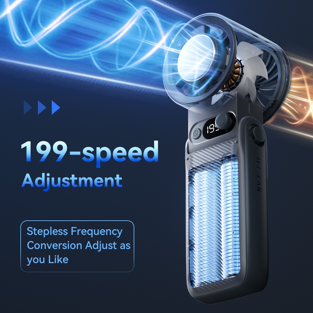 JAMAY Quạt cầm tay có thể sạc lại với có Sò lạnh 199 tốc độ gió 10000mAh 24h sử dụng Gập 180° màn hình LED F5PRO B | BigBuy360 - bigbuy360.vn