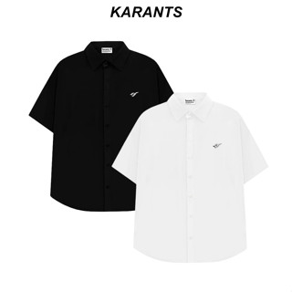 Áo Sơ Mi Trơn Logo KimLoại Vải Cotton Lạnh Premium Form Oversize Nam Nữ Unisex Menswear Hot Trend 2025 - KR217