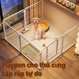 🐈Dogelsy🐕 Bộ Chuồng Quây Chó Mèo Lắp Ghép 4/6/7/9 Tấm chuồng chó Bộ Tấm Ghép Chuồng Quây Nan Ống