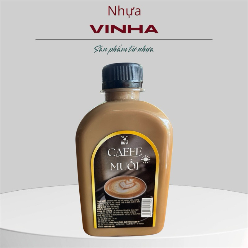 Chai nhựa 250ml hình dẹp VINHA  chuyên đựng trà sữa,sữa chua,rượu
