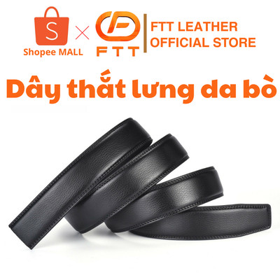 Dây thắt lưng da bò không mặt may viền Ftt Leather