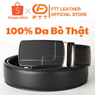 Thắt lưng da nam cao cấp FTT Leather dây da bò thật mặt trượt thông minh mẫu 3,5x110cm DF2204