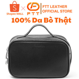 Túi cầm tay nam kết hợp đeo chéo Golf FTT Da bò 2 ngăn khóa kéo và khóa số kích thước 25.5x15x9cm