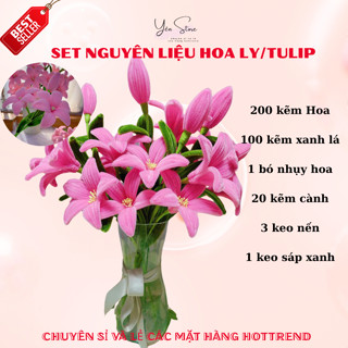Set Nguyên Liệu Làm Hoa Ly, Hoa Tulip Bằng Kẽm Nhung Loại 1 Nhiều Tone Màu Khác Nhau- YÊN STORE