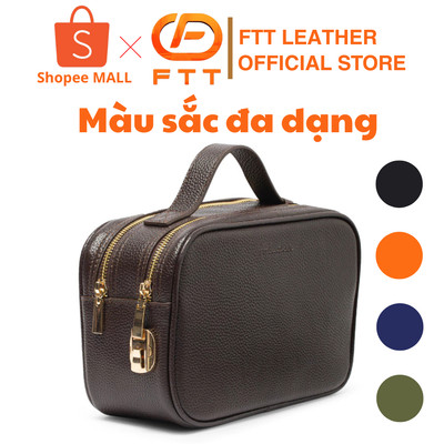 Túi da nam cao cấp dáng Golf FTT Leather chất liệu da bò vân hạt thiết kế cầm tay kết hợp đeo chéo