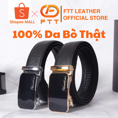 Thắt lưng nam dây da bò thật Fttleather mặt trượt thông minh dây lưng cao cấp