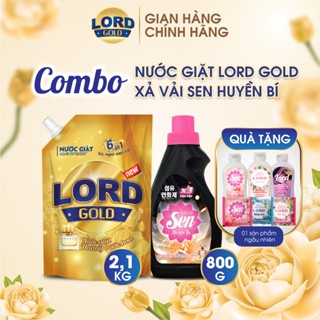  Combo Nước Giặt Xả Lord Gold Hương Nước Hoa 2.1kg & Nước Xả Làm Mềm Vải Sen Huyền Bí Lưu Hương Lâu 800g - Có Tách Lẻ 