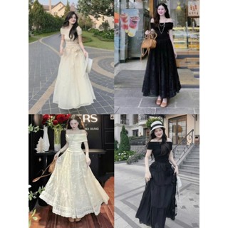 Sét váy nữ thiết kế nàng thơ nhẹ nhàng sét áo thun tăm trễ vai nhún phối chân váy voan tơ 2 lớpdáng dài xòe nhẹ xinh yêu