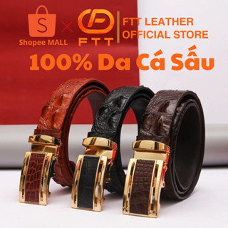 Thắt lưng nam da cá sấu FTT Leather loai dây liền 3.5cm nguyên bản, cam kết da thật 100%