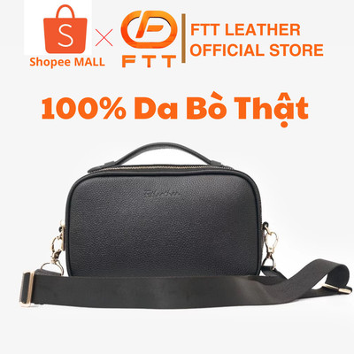 Túi Cầm Tay Kết Hợp Đeo Chéo FTT Leather Túi Golf Da Bò Dáng Hộp 1 Ngăn Kéo Nhỏ Gọn Tiện Lợi
