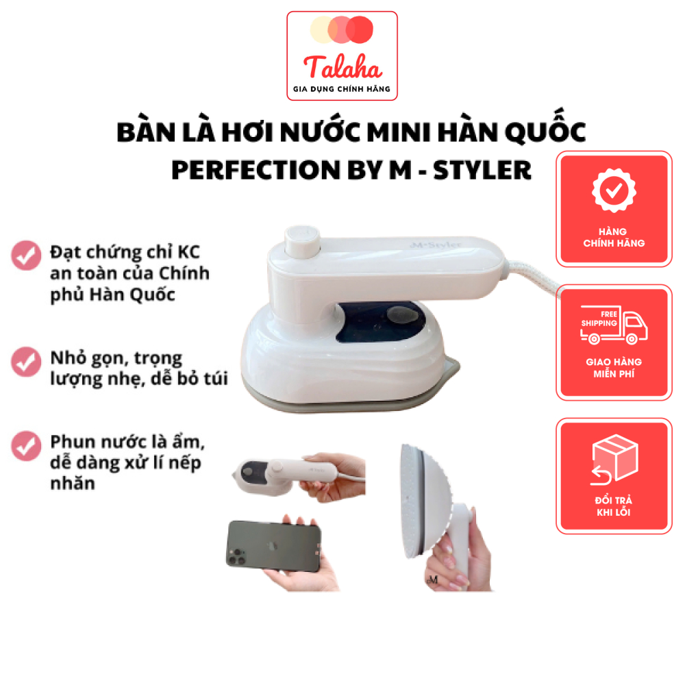 Bàn là cầm tay Mini Hàn Quốc M-Styler phun nước, chứng chỉ KC an toàn, phun nước là ẩm, nhỏ gọn
