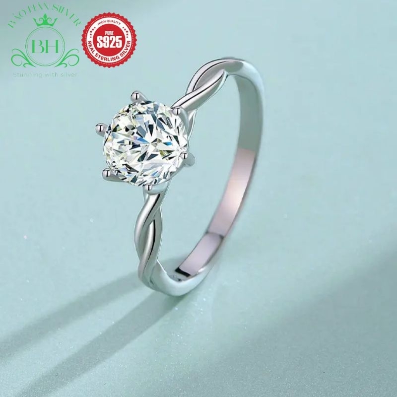 Moissanite 6.5ly 1carat Nhẫn bạc nữ Moissanite nhẫn kim cương Moissanite bạc 925 nhẫn cầu hôn bạc nh