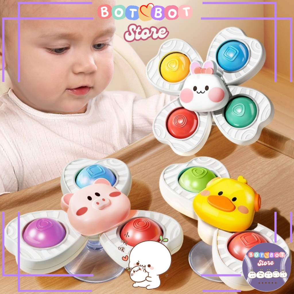 Set 3 con quay spinner Đồ chơi con quay spinner vui nhộn cho béCon quay spinner hoạ tiết động vật vu