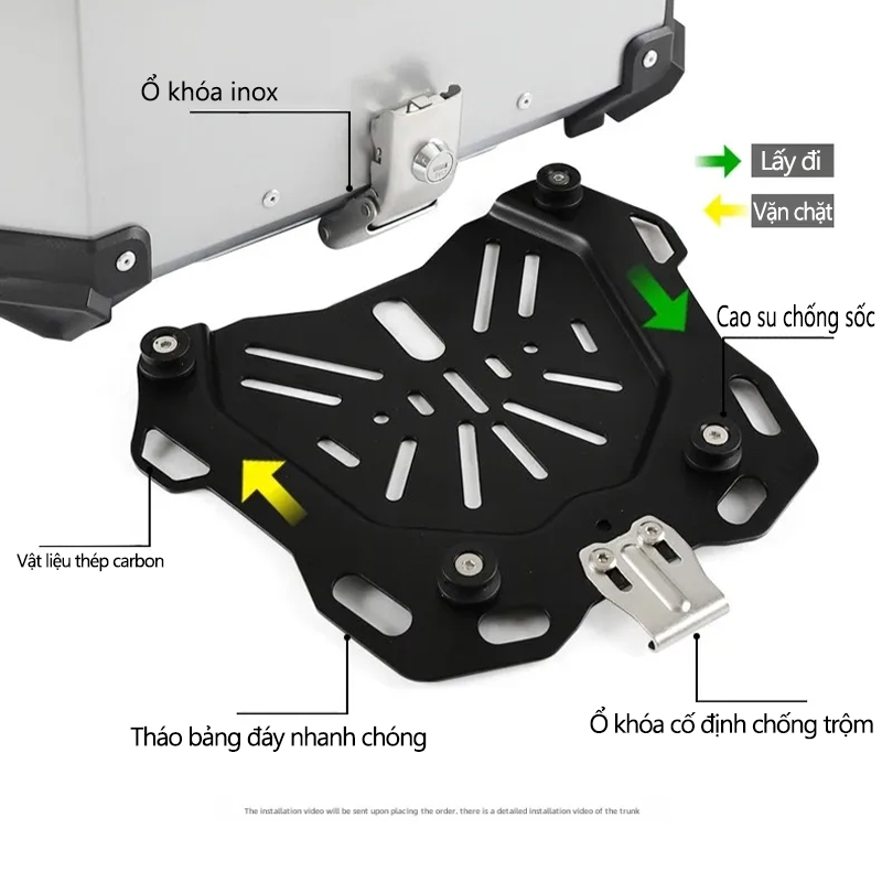 Đế thùng nhôm chữ Đế + phụ kiện X 36L 45L  55L 65L