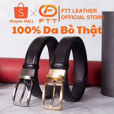 Thắt lưng da nam xỏ kim FTT Leather bản nhỏ 3cm màu đen sang trọng phù hợp đi làm công sở, đi chơi