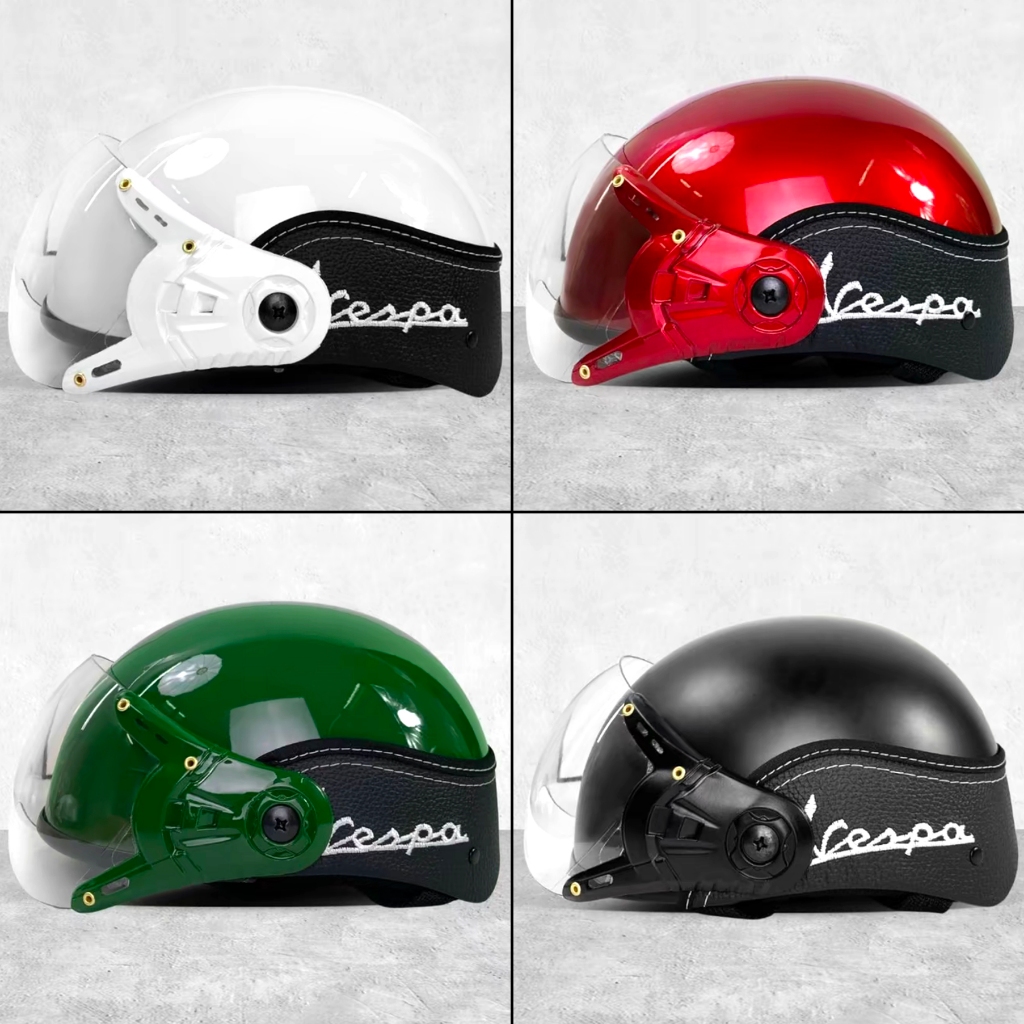  Nón bảo hiểm nữa đầu vespa có kính nhiều màu lựa chọn-Đạt chuẩn CR 