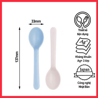 Set 4 thìa ăn cho bé Inochi Amore kháng khuẩn không BVA, Thìa ăn dặm cho bé nhựa cao cấp