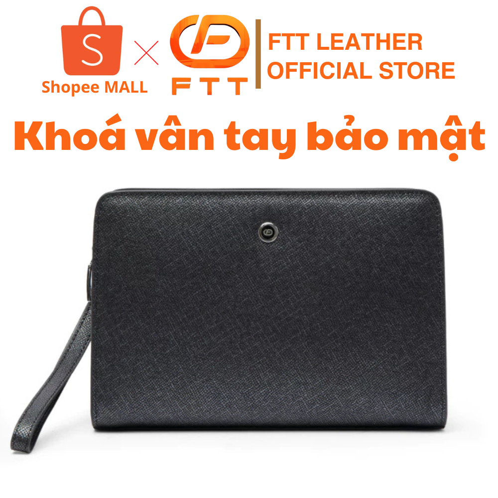 Túi clutch vân tay da bò cao cấp FTT Leather độ bảo mật cao có nhiều ngăn để thẻ tiện lợi