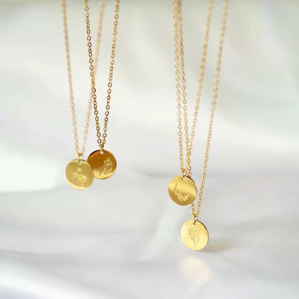 [PHIÊN BẢN MỚI] Dây chuyền nữ DECOCO ACC Birth Month mặt oval khắc hoa tháng sinh ( kèm Túi giấy + Hộp + Thiệp ) | BigBuy360 - bigbuy360.vn