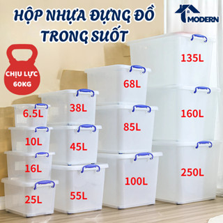 Thùng Nhựa Đựng Đồ Trong Suốt MODERN Hộp Đựng Đồ Chơi, Quần Áo Đa Năng, Gọn Gàng 6.5L/10L/15L/20L