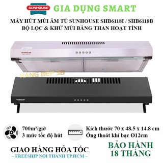 Máy hút mùi lắp âm tủ Sunhouse SHB6118I/SHB6118B hút và khử mùi tối ưu - Bảo hành 18 tháng