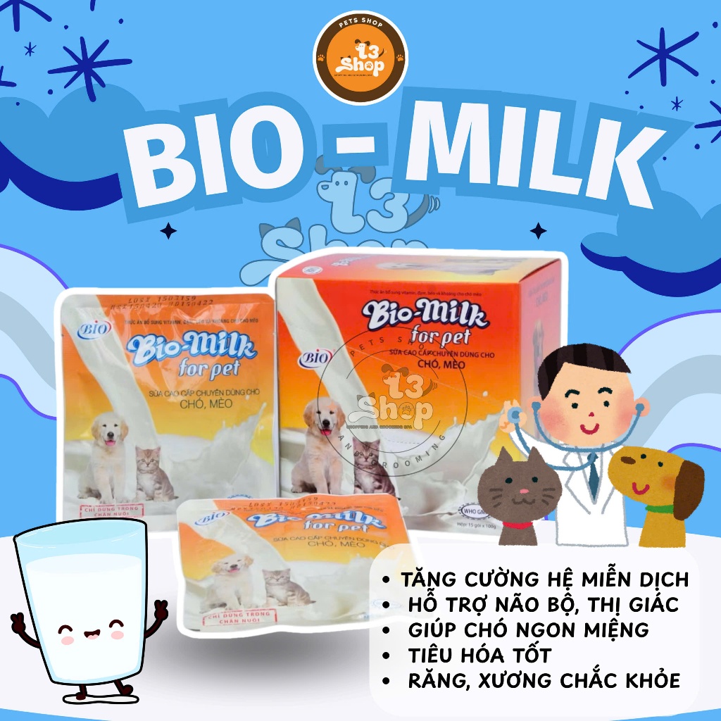 Sữa bột Bio dành cho chó, mèo 100gr - T3 PETS SHOP