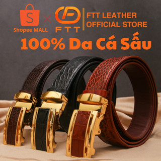 Thắt lưng da cá sấu nam FTT Leather loại dây liền 4cm nguyên bản, cam kết da thật 100%