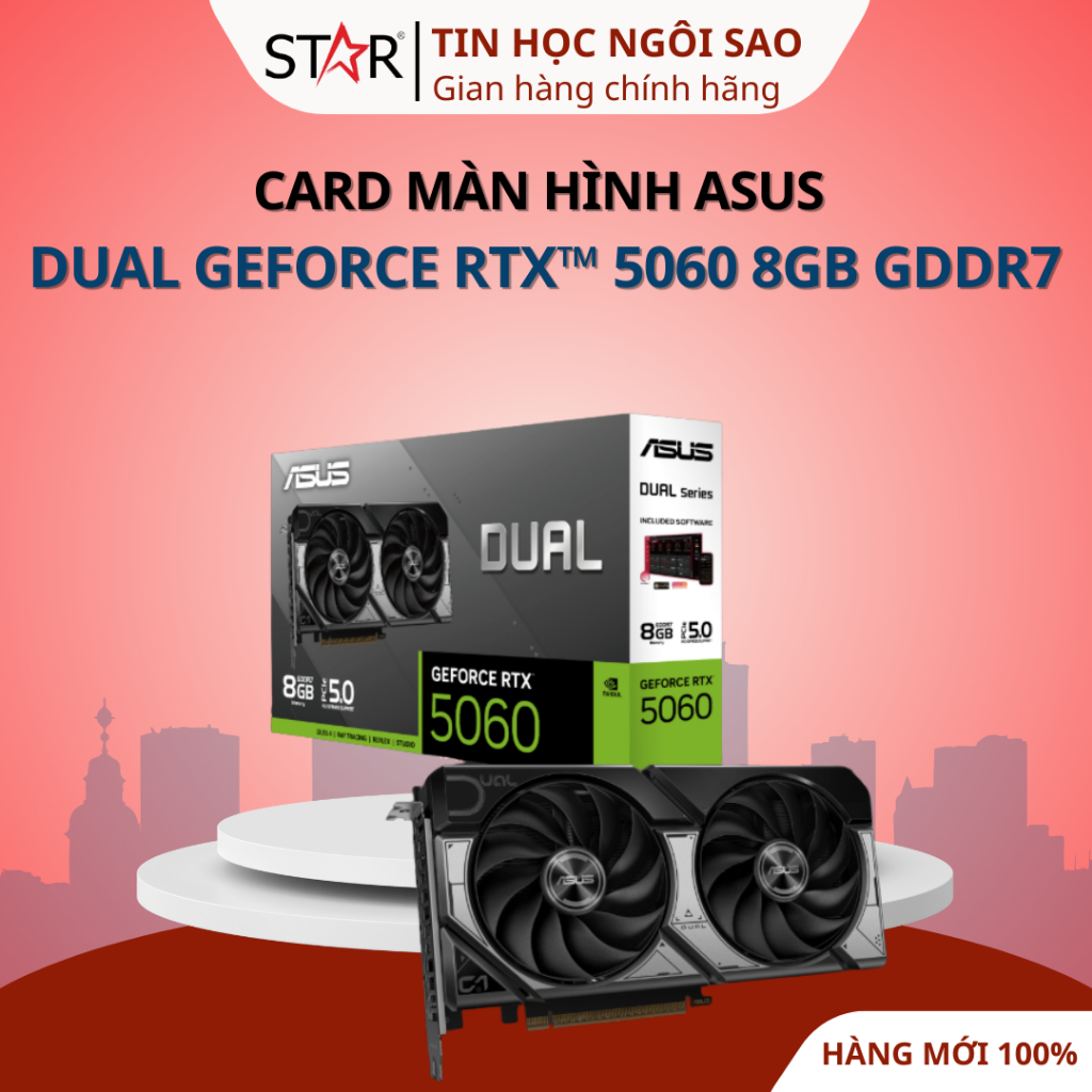 Card màn hình ASUS Dual GeForce RTX™ 5060 8GB GDDR7 OC (Dual-RTX5060-O8G) - Bảo hành 36 tháng