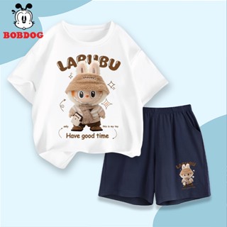 Đồ bộ bé trai BOBDOG, áo cộc quần thun cotton mới -CD-KS43 in hình LABUBU cho bé