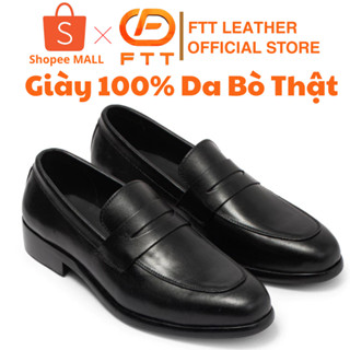 Giày da bò Penny Loafer nam FTT Leather dáng lười công sở trơn đế phip gỗ chống trượt F63840