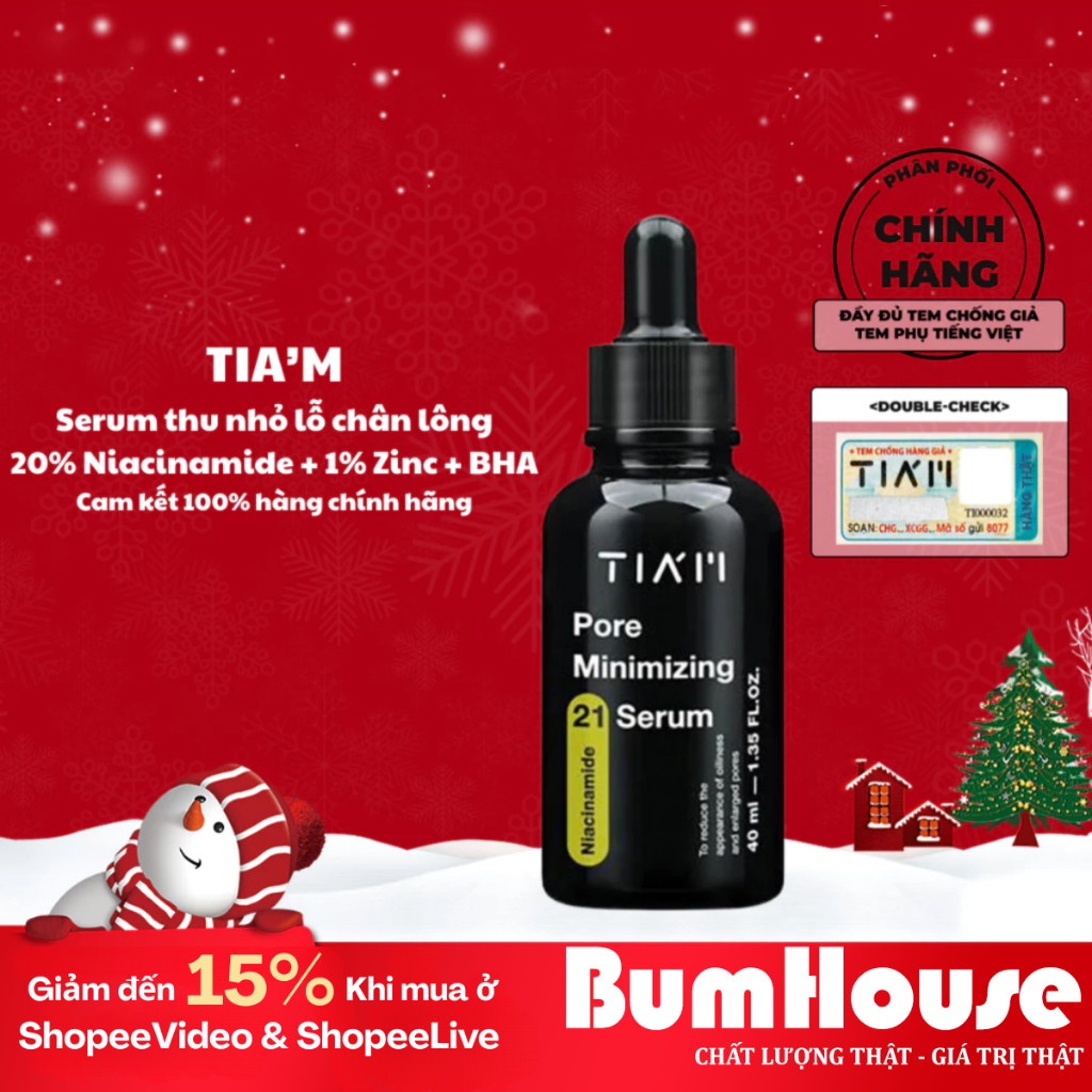 Serum Niacinamide 20% TIAM Kiểm Soát Dầu Nhờn Và Làm Nhỏ Lỗ Chân Lông TIA'M Pore Minimizing 21 - 40m