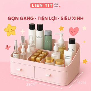 Kệ Đựng Mỹ Phẩm Để Bàn, Hộp Đựng Mỹ Phẩm Đồ Trang Điểm Skincare Nhựa Cao Cấp Có Khay Ngăn Kéo Tiện Lợi