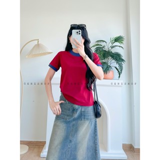 Áo Thun Phối Màu Trơn Form Babytee Basic Genz BBT25