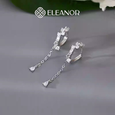 Bông tai nữ chuôi bạc 925 Eleanor Accessories dáng thả đính đá phụ kiện trang sức khuyên tai 9904