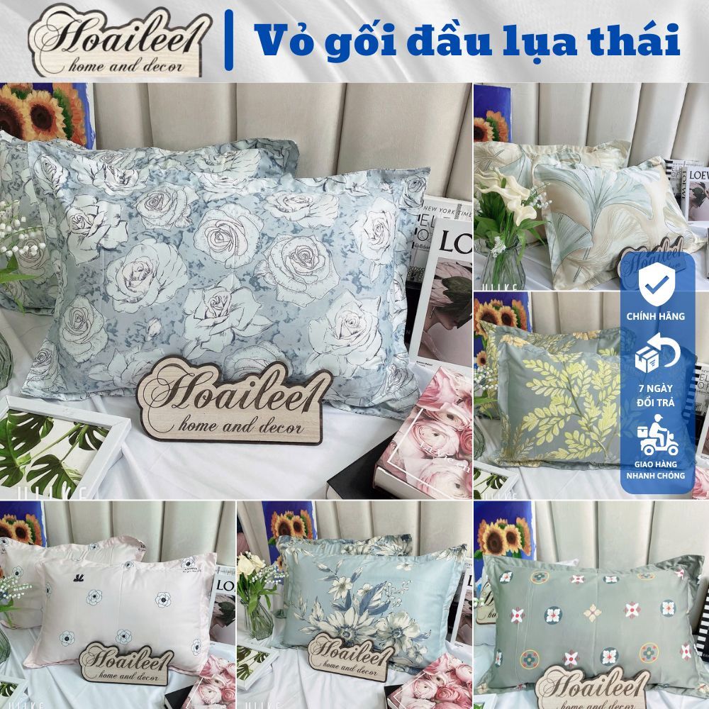 Vỏ gối lụa Thái cao cấp, mềm mại, mát mẻ cho gối nằm kích thước 45x68cm, tạo giấc ngủ thoải mái.